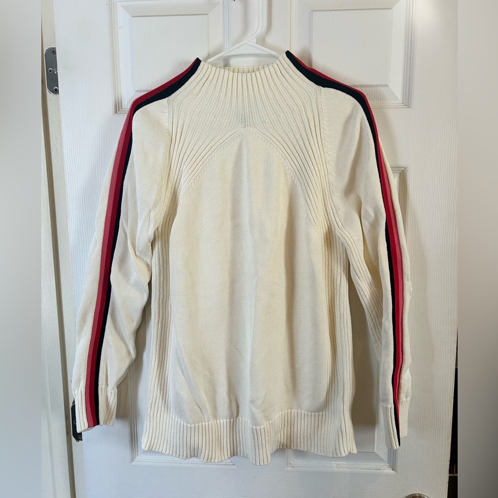 Talbots Women’s Cream Sweater w/Red, Pink & Black Accents size L